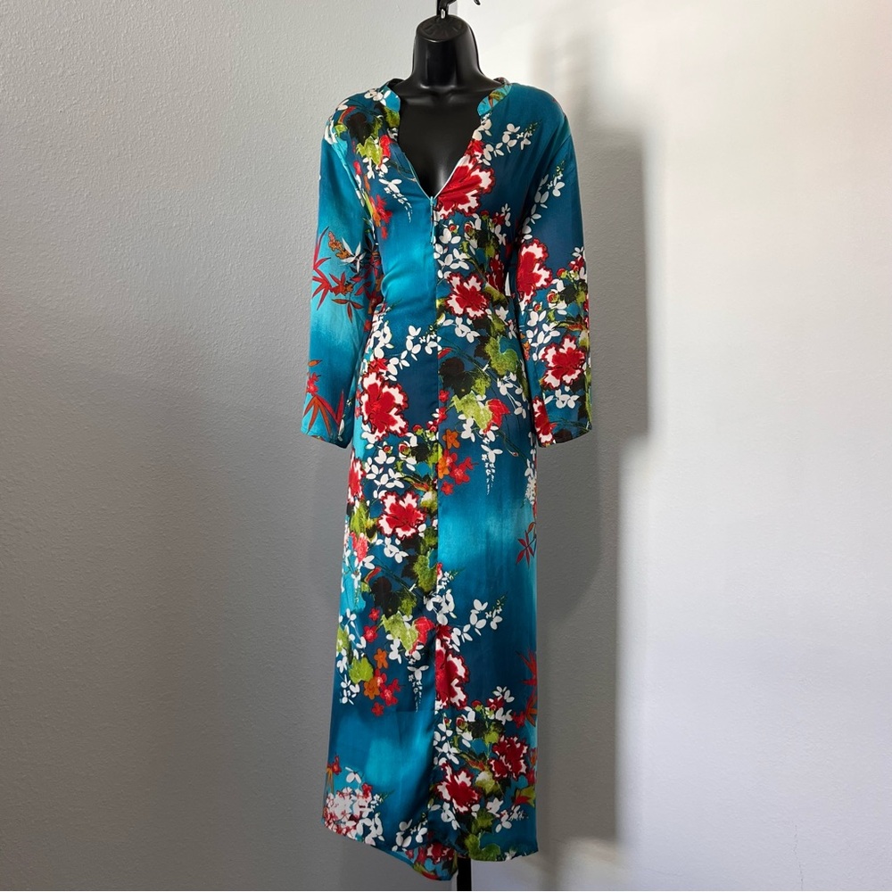 Blue Floral Kaftan/Kimono Dress 🪷